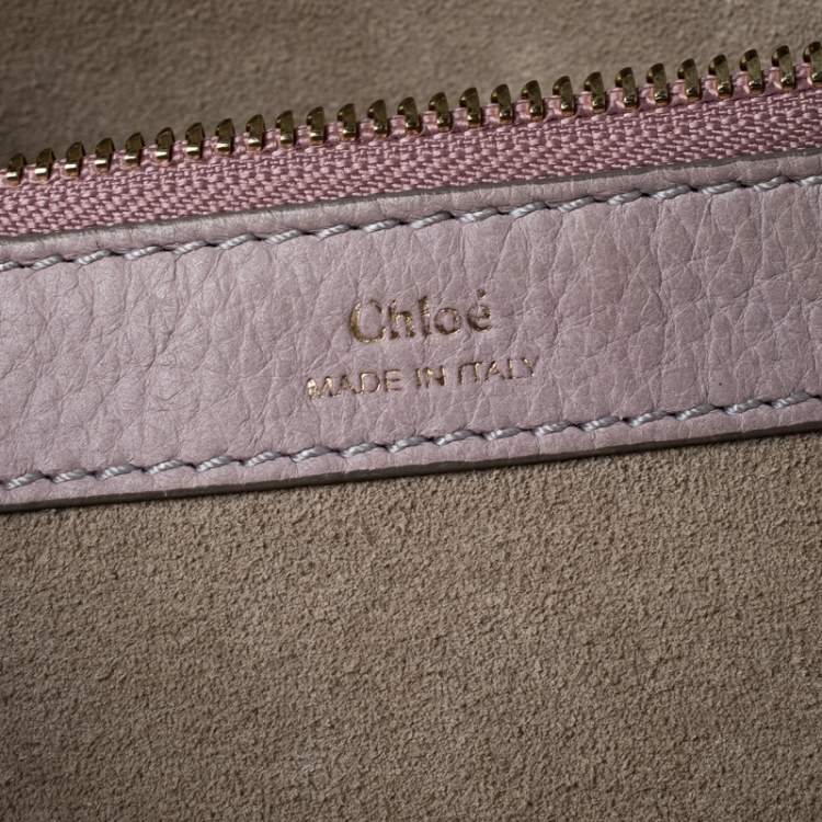 Pre Owned Chloe Pale Pink/Beige Leather Zip Top Handle Bag