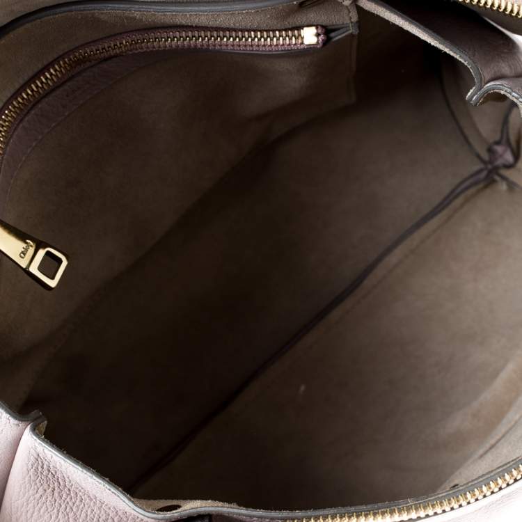 Pre Owned Chloe Pale Pink/Beige Leather Zip Top Handle Bag