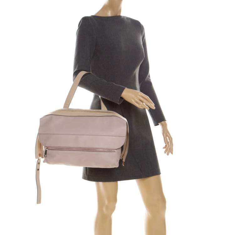 Pre Owned Chloe Pale Pink/Beige Leather Zip Top Handle Bag