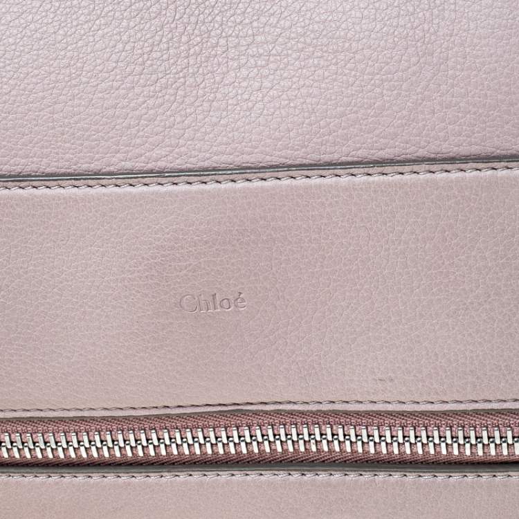 Pre Owned Chloe Pale Pink/Beige Leather Zip Top Handle Bag