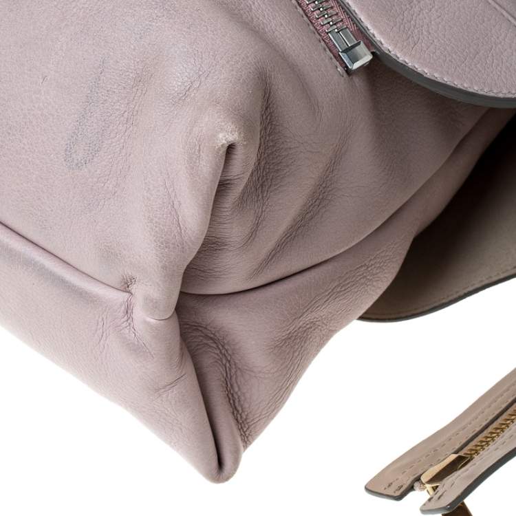 Pre Owned Chloe Pale Pink/Beige Leather Zip Top Handle Bag