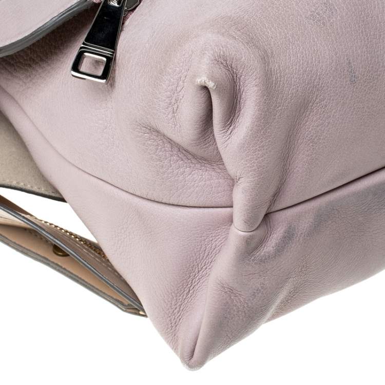 Pre Owned Chloe Pale Pink/Beige Leather Zip Top Handle Bag