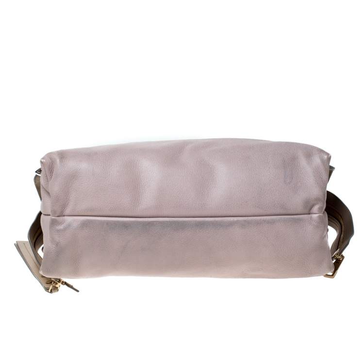 Pre Owned Chloe Pale Pink/Beige Leather Zip Top Handle Bag