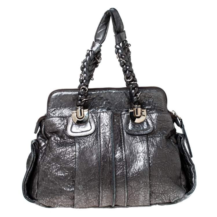 Pre Owned Chloe Silver Leather Heloise Satchel