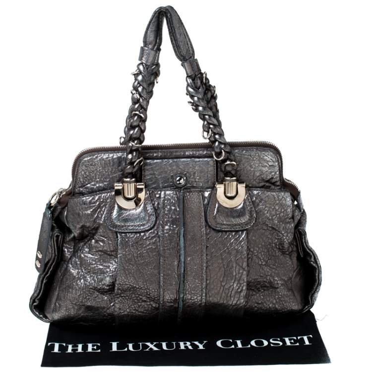 Pre Owned Chloe Silver Leather Heloise Satchel