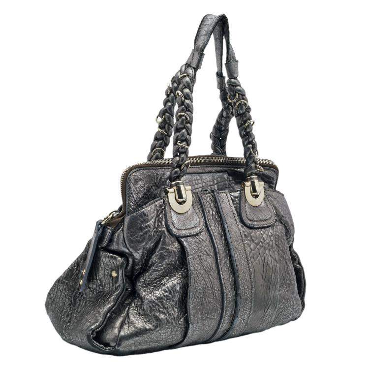 Pre Owned Chloe Silver Leather Heloise Satchel