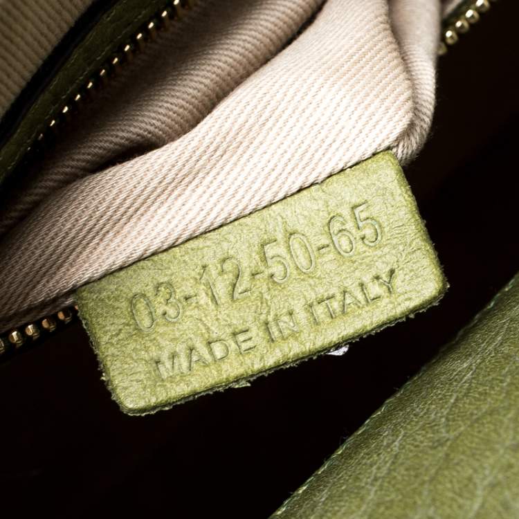 Pre Owned Chloe Olive Green Leather and Patent Leather Medium Sally Flap Shoulder Bag