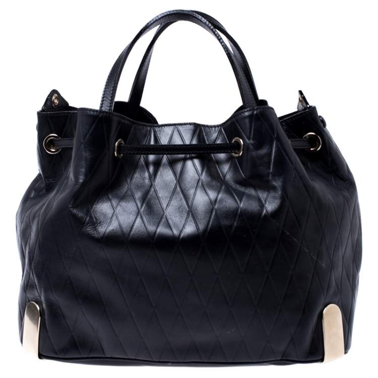 Pre Owned Chloe Black Quilted Leather Charlie Bucket Bag 