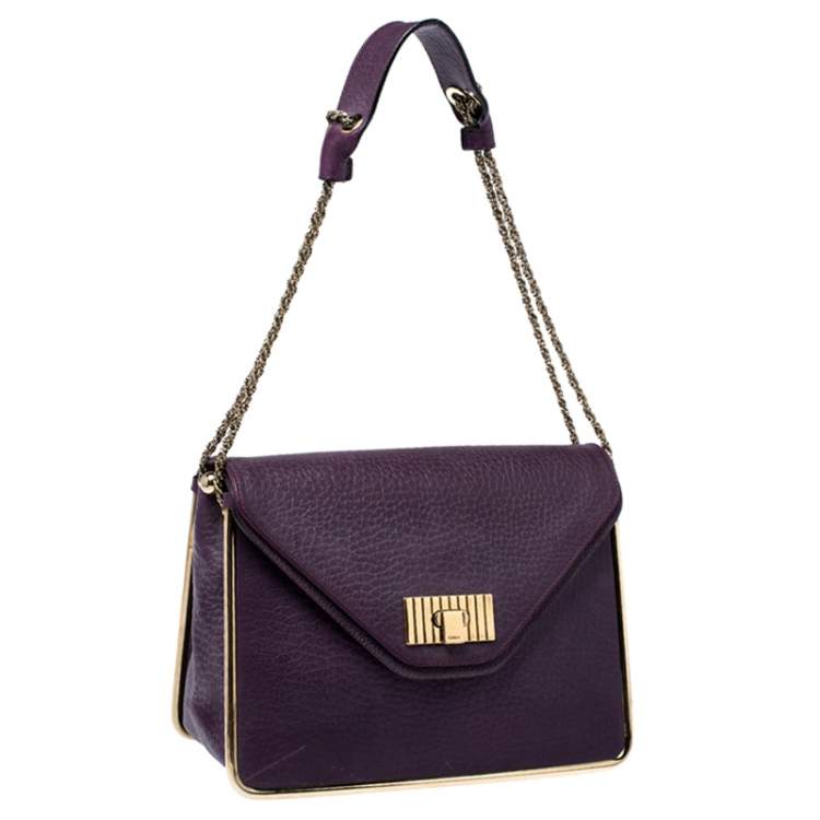 مملوكة مسبقًا Chloe Purple Leather Medium Sally Shoulder Bag