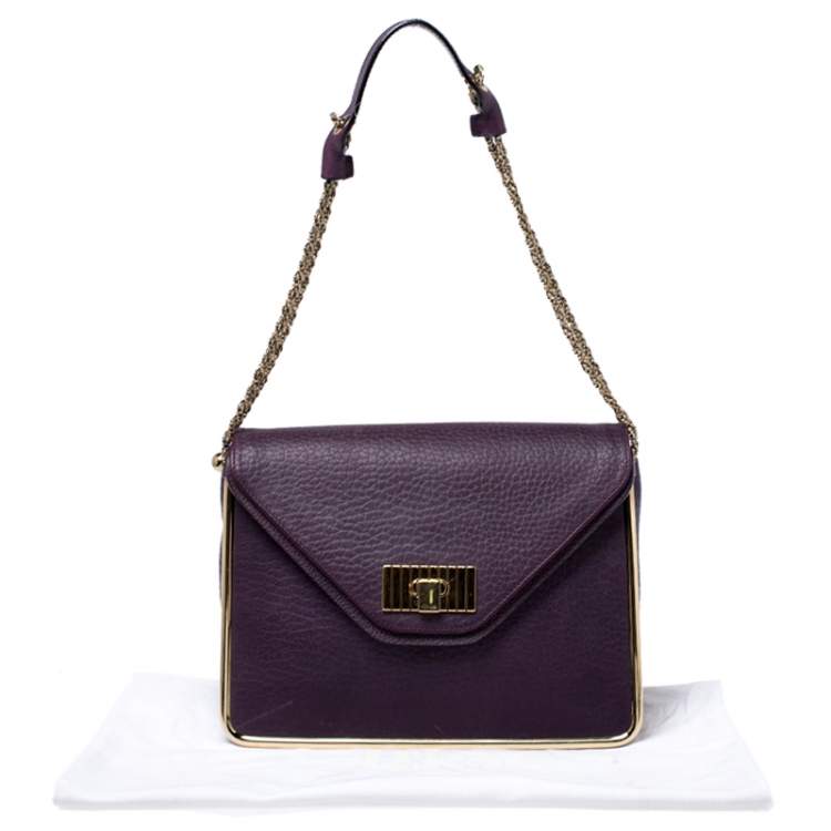 مملوكة مسبقًا Chloe Purple Leather Medium Sally Shoulder Bag