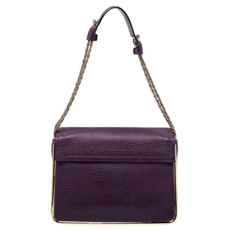 مملوكة مسبقًا Chloe Purple Leather Medium Sally Shoulder Bag