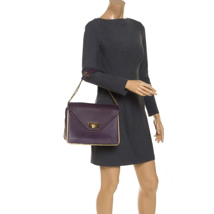 مملوكة مسبقًا Chloe Purple Leather Medium Sally Shoulder Bag