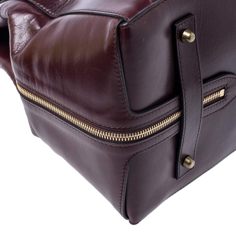 Pre Owned Chloe Burgundy Leather Top Handle Bag