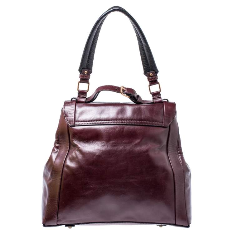 Pre Owned Chloe Burgundy Leather Top Handle Bag