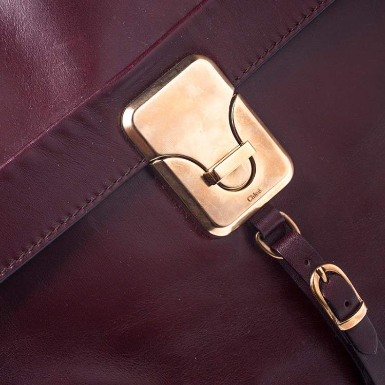 Pre Owned Chloe Burgundy Leather Top Handle Bag