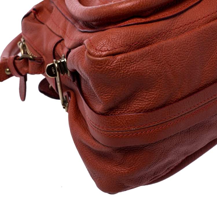 Pre Owned Chloe Orange Leather Medium Paraty Shoulder Bag