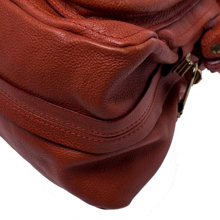 Pre Owned Chloe Orange Leather Medium Paraty Shoulder Bag