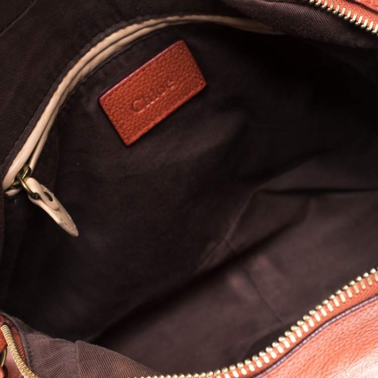 Pre Owned Chloe Orange Leather Medium Paraty Shoulder Bag