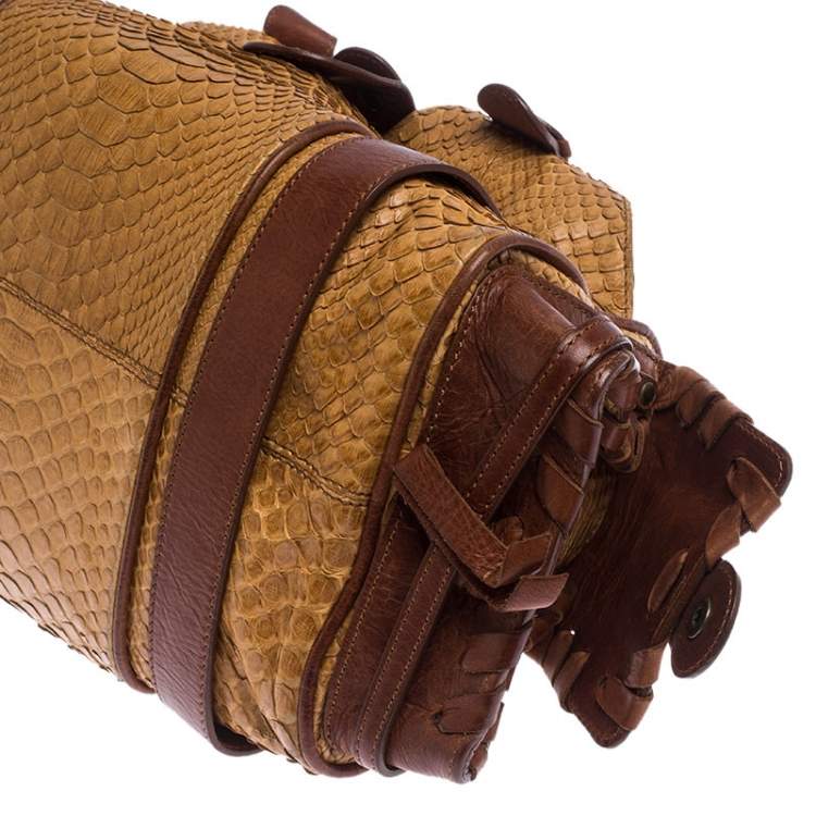 Pre Owned Chloe Brown/Tan Python and Leather Silverado Satchel