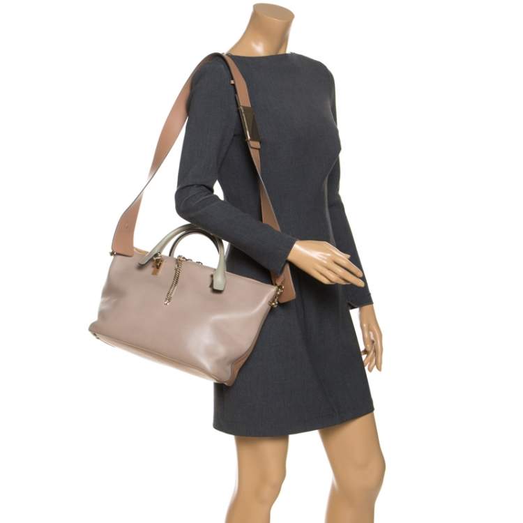 Pre Owned Chloe Beige/Brown Leather Medium Baylee Tote