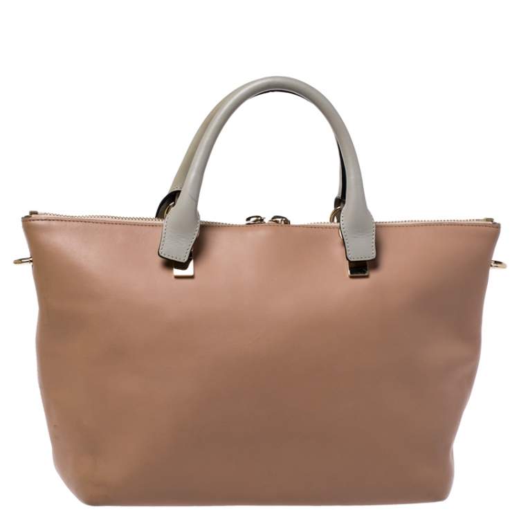 Pre Owned Chloe Beige/Brown Leather Medium Baylee Tote