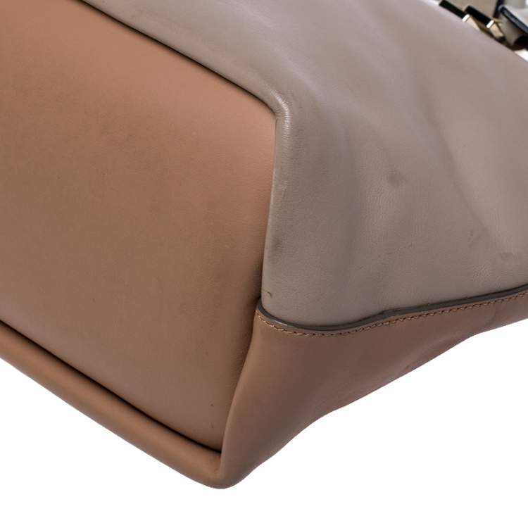 Pre Owned Chloe Beige/Brown Leather Medium Baylee Tote