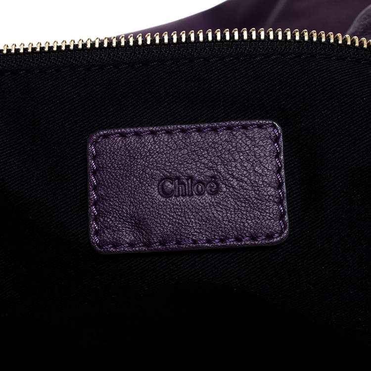 Pre Owned Chloe Purple Leather Milton Triple Chain Hobo