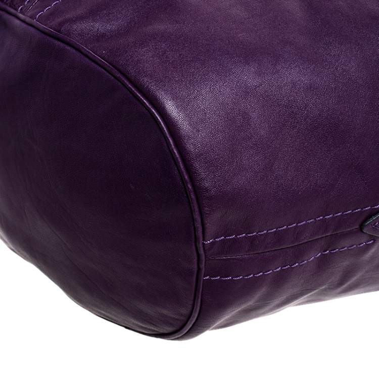 Pre Owned Chloe Purple Leather Milton Triple Chain Hobo