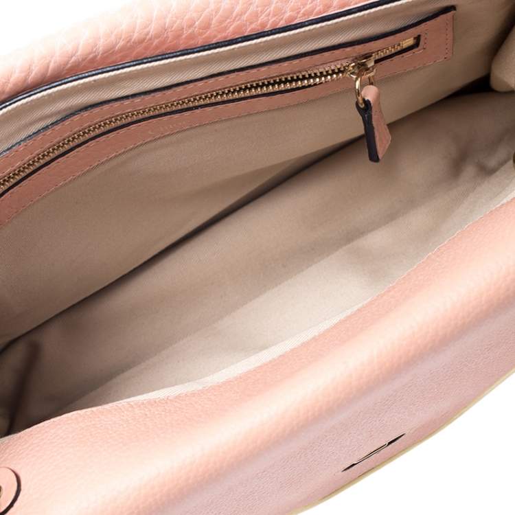 Pre Owned Chloe Coral Orange Leather Medium Sally Flap Shoulder Bag