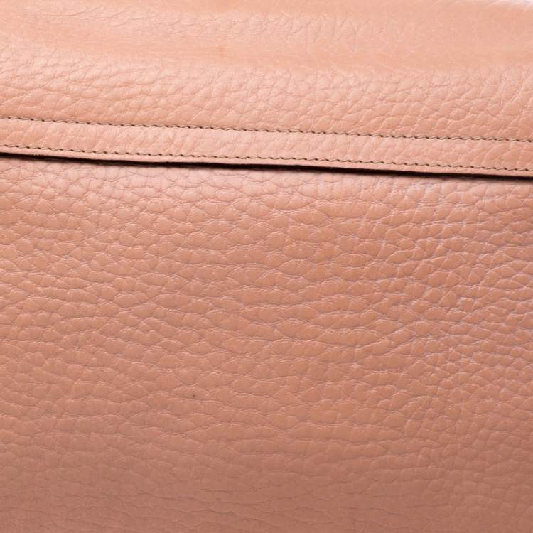 Pre Owned Chloe Coral Orange Leather Medium Sally Flap Shoulder Bag