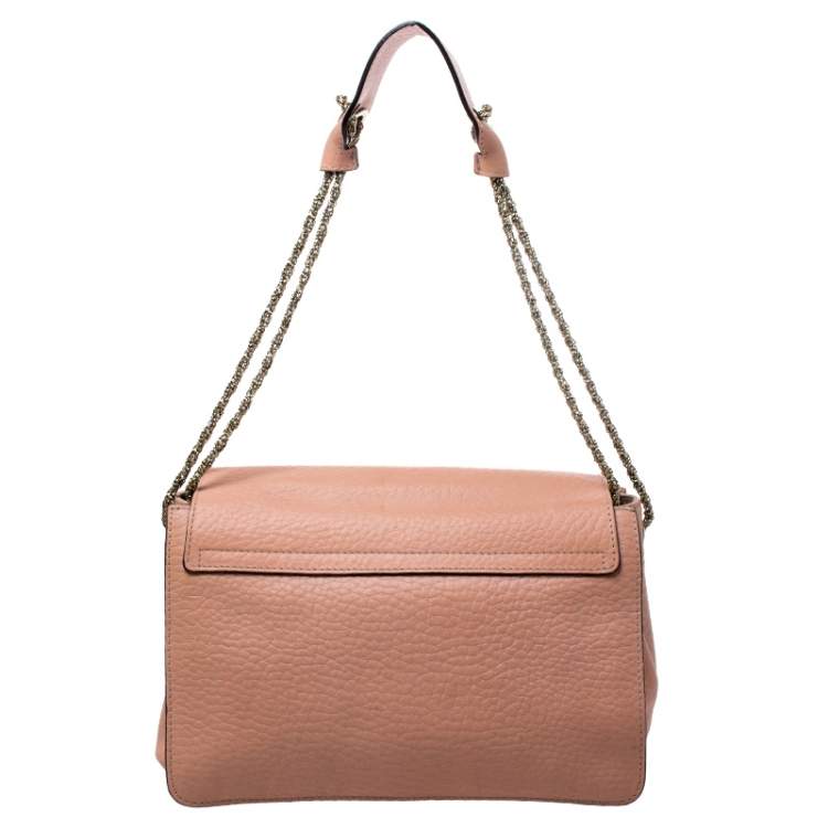 Pre Owned Chloe Coral Orange Leather Medium Sally Flap Shoulder Bag