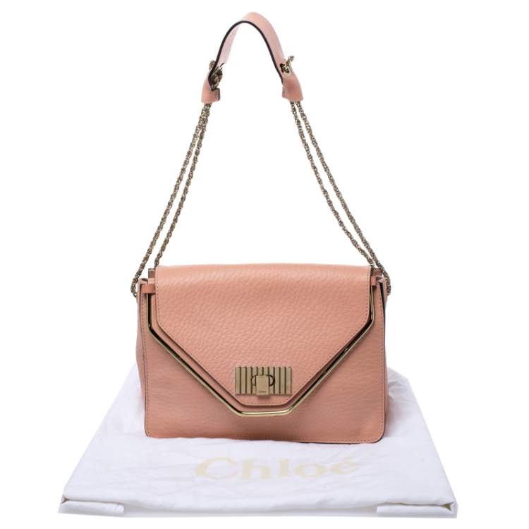 Pre Owned Chloe Coral Orange Leather Medium Sally Flap Shoulder Bag