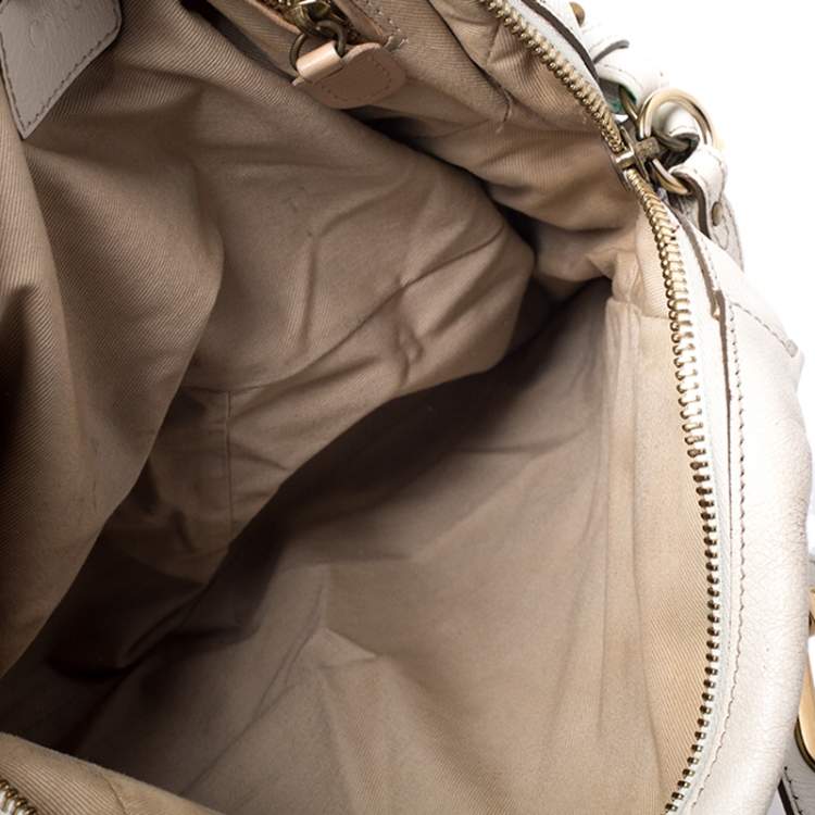 Pre Owned Chloe Cream Leather Medium Paraty Shoulder Bag