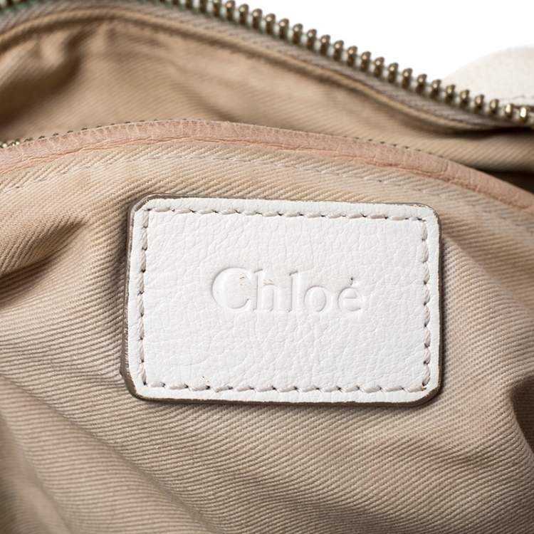 Pre Owned Chloe Cream Leather Medium Paraty Shoulder Bag