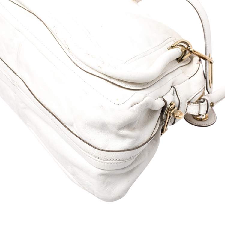 Pre Owned Chloe Cream Leather Medium Paraty Shoulder Bag