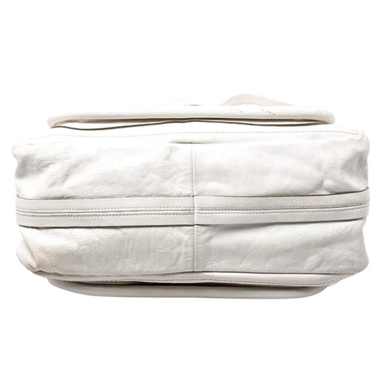 Pre Owned Chloe Cream Leather Medium Paraty Shoulder Bag