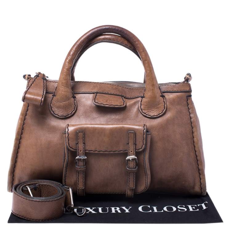 مملوكة مسبقًا Chloe Brown Leather Edith Satchel 