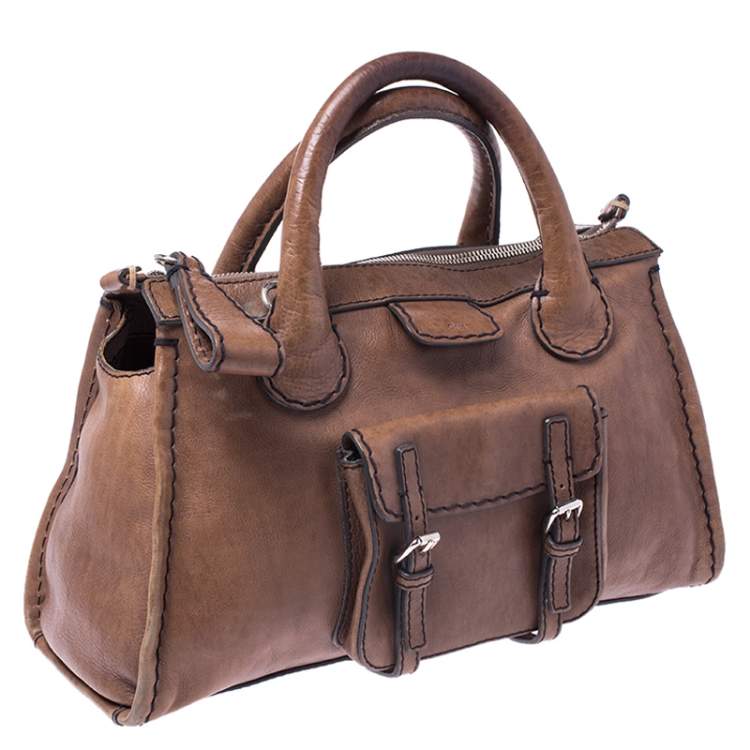 مملوكة مسبقًا Chloe Brown Leather Edith Satchel 