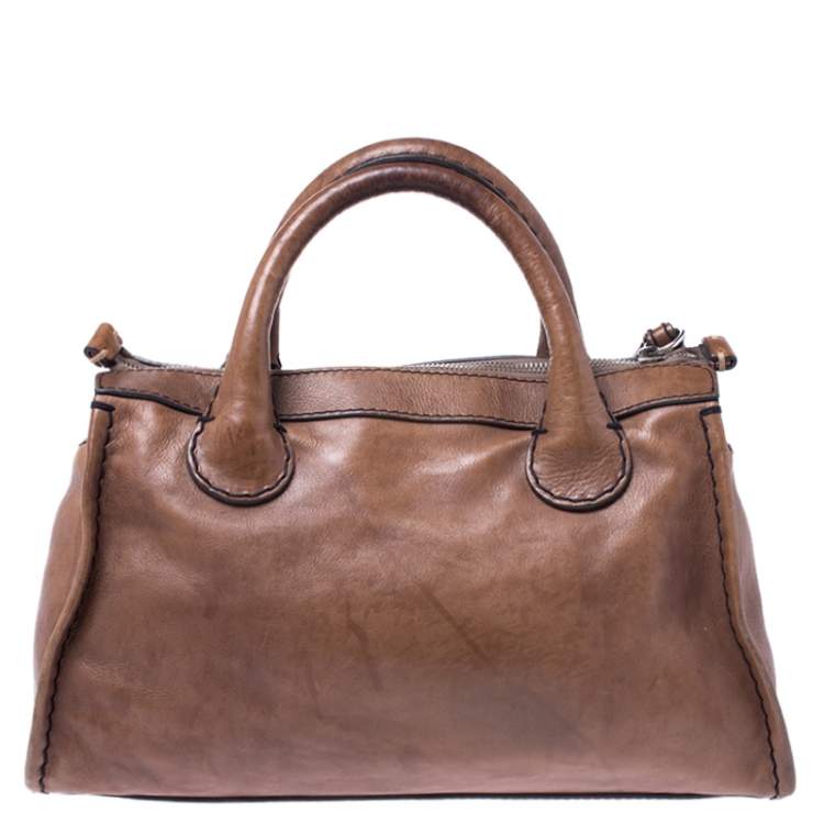 مملوكة مسبقًا Chloe Brown Leather Edith Satchel 