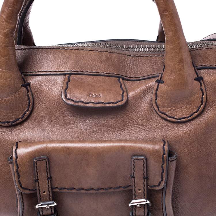 مملوكة مسبقًا Chloe Brown Leather Edith Satchel 