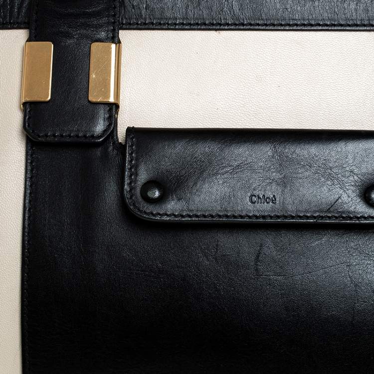 Pre Owned Chloe Black/Beige Leather Alison Satchel