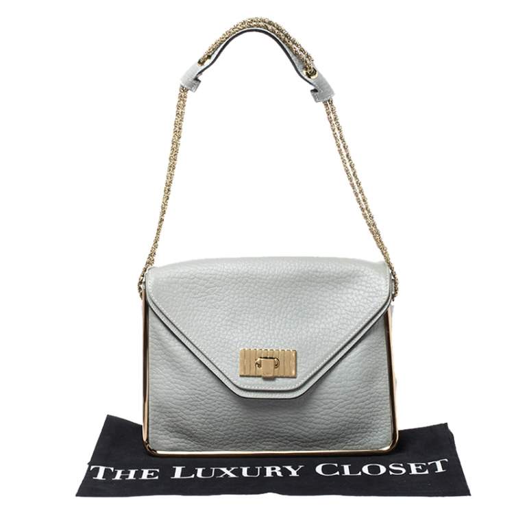 Pre Owned Chloe Pale Blue Leather Medium Sally Flap Shoulder Bag