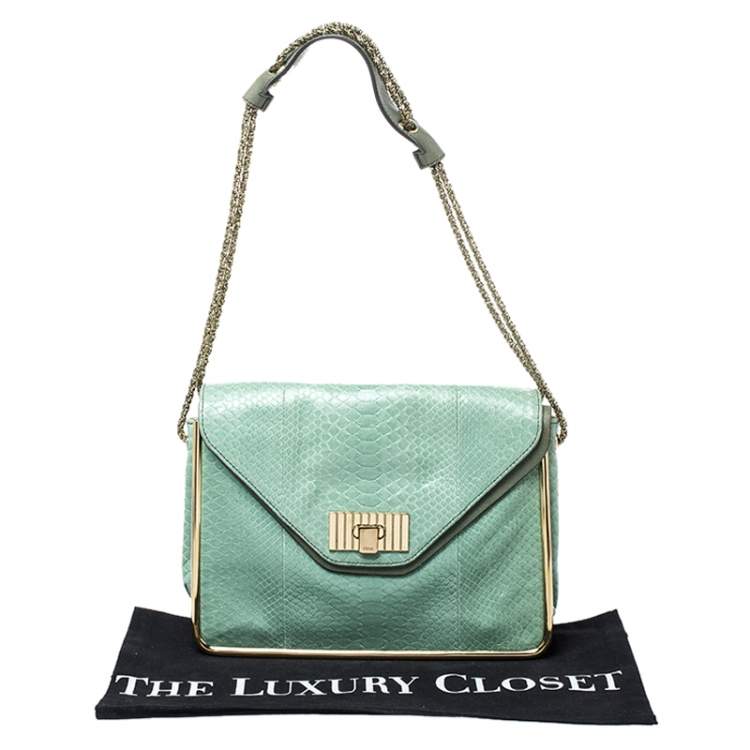 Pre Owned Chloe Bicolor Python and Leather Medium Sally Shoulder Bag