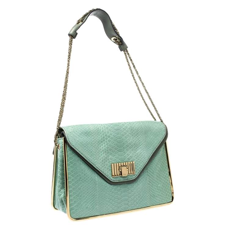 Pre Owned Chloe Bicolor Python and Leather Medium Sally Shoulder Bag