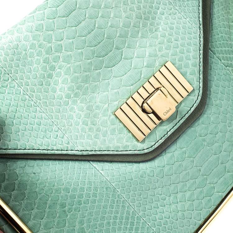 Pre Owned Chloe Bicolor Python and Leather Medium Sally Shoulder Bag