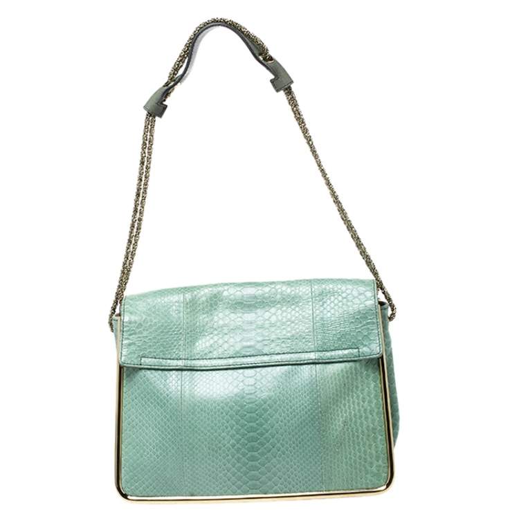 Pre Owned Chloe Bicolor Python and Leather Medium Sally Shoulder Bag