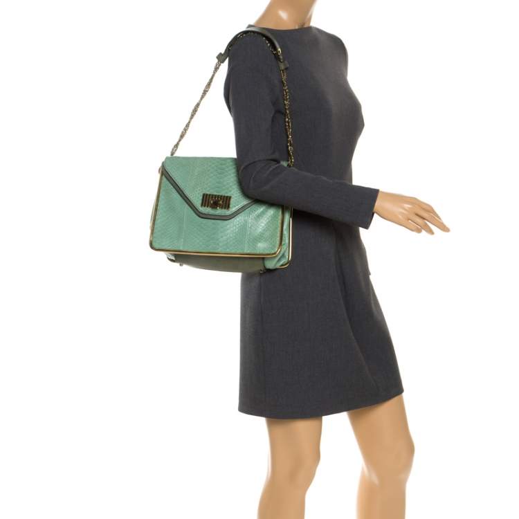 Pre Owned Chloe Bicolor Python and Leather Medium Sally Shoulder Bag
