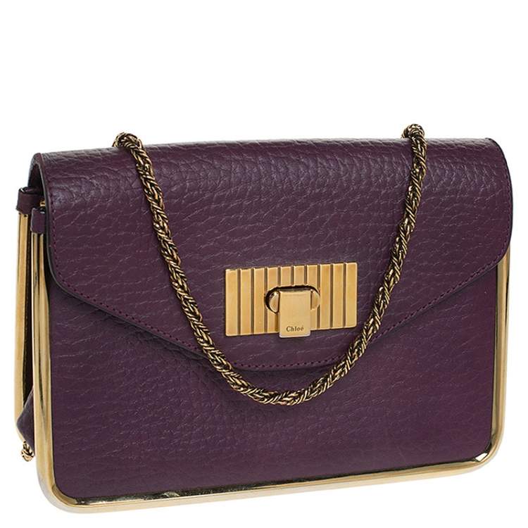 Pre Owned Chloe Purple Leather Small Sally Shoulder Bag