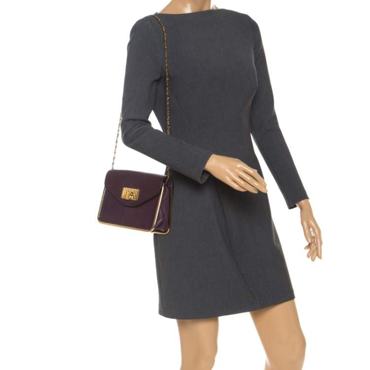 Pre Owned Chloe Purple Leather Small Sally Shoulder Bag