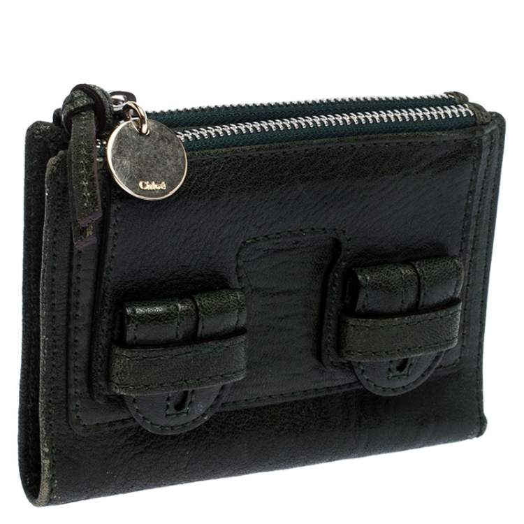 Pre Owned Chloe Green Leather Bifold Wallet